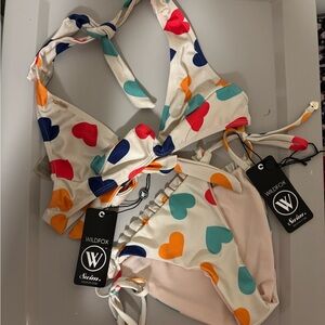 🐠 Wildfox Multicolor Heart Bikini size XS
